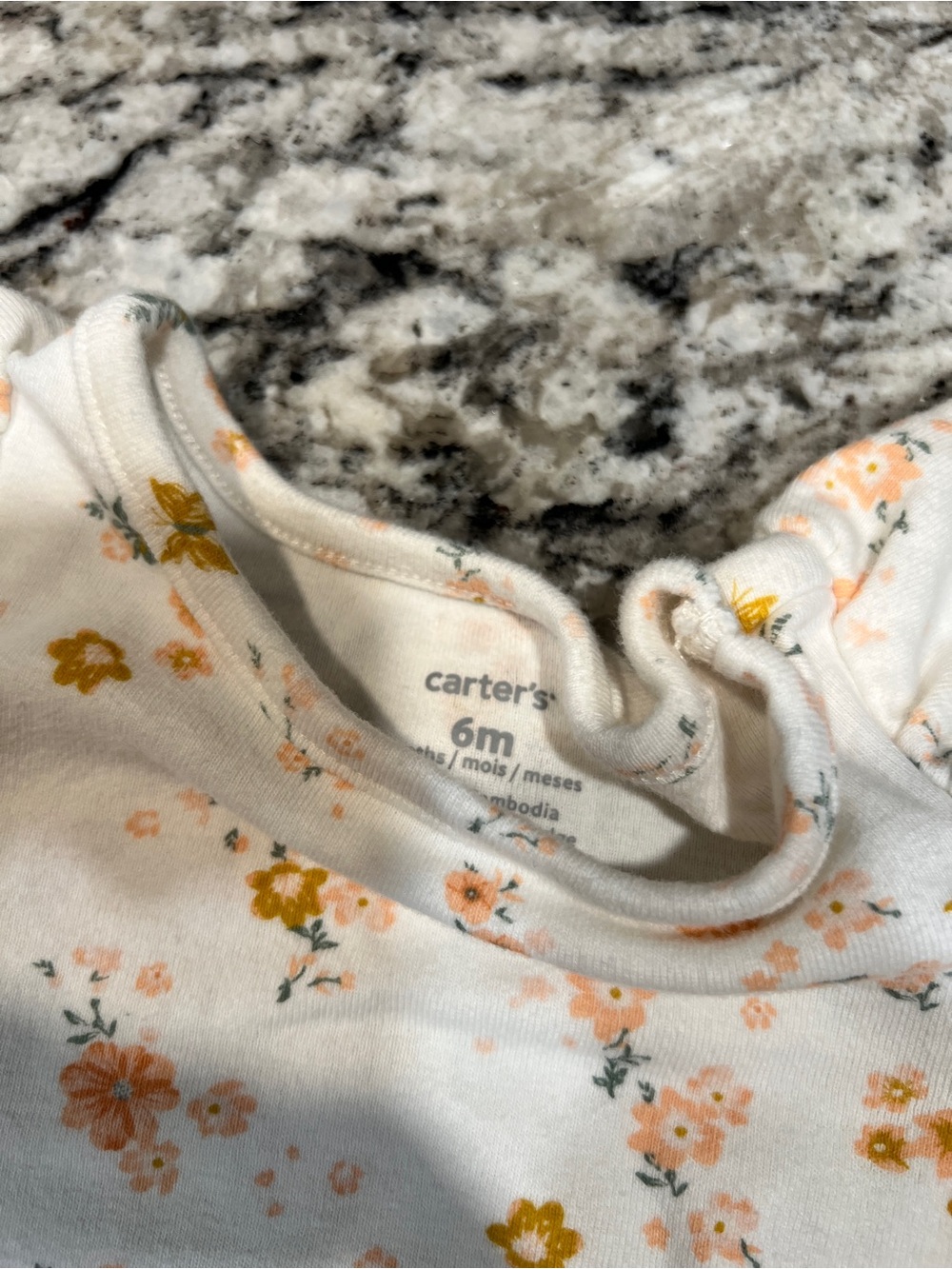 Carter's White Floral Baby Matching Set with Peach and Yellow Blossoms - Picture 3 of 3